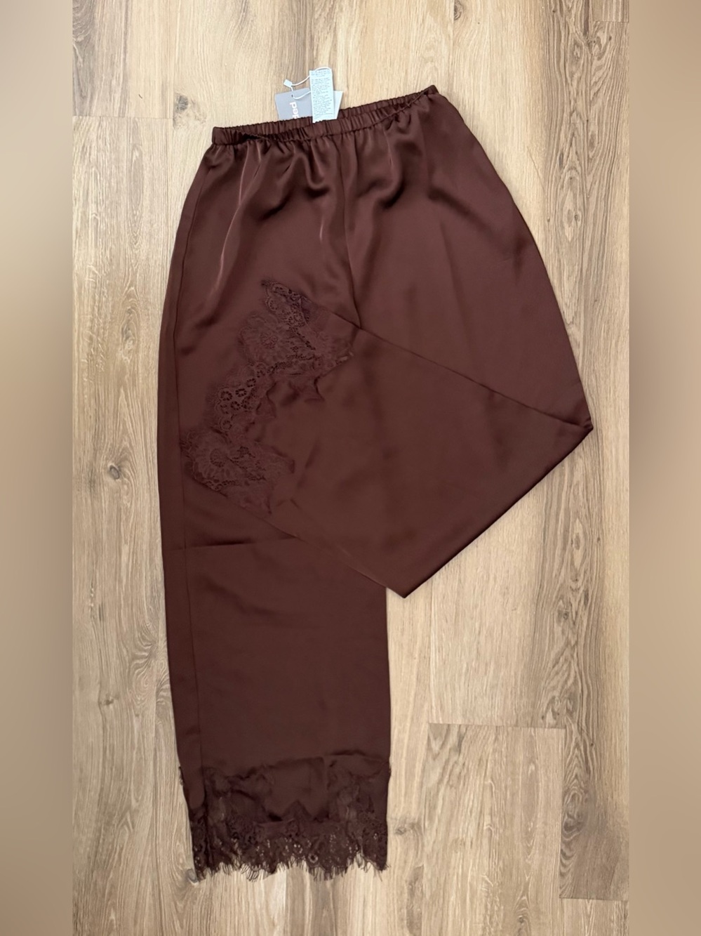 Missguided Dark Brown Lace-Trim Joggers